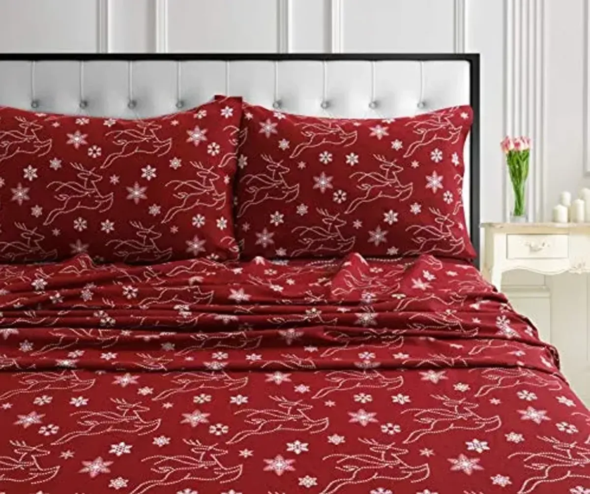 Tribeca Living DODE170SHEETWXNA Deep Pocket Sheet Set, Twin XL, Dots and Deer