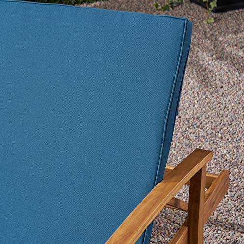 Great Deal Furniture Samantha Double Chaise Lounge for Yard and Patio, Acacia Wood Frame, Teak