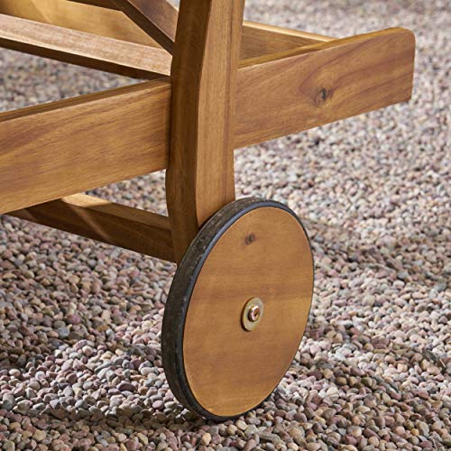 GDFStudio Samantha Double Chaise Lounge for Yard and Patio, Acacia Wood Frame, Teak Finish with