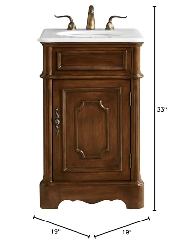 Elegant Decor Retro 21" Wood Single Bathroom Vanity in Brown Teak