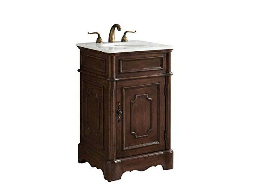 Elegant Decor Retro 21" Wood Single Bathroom Vanity in Brown Teak