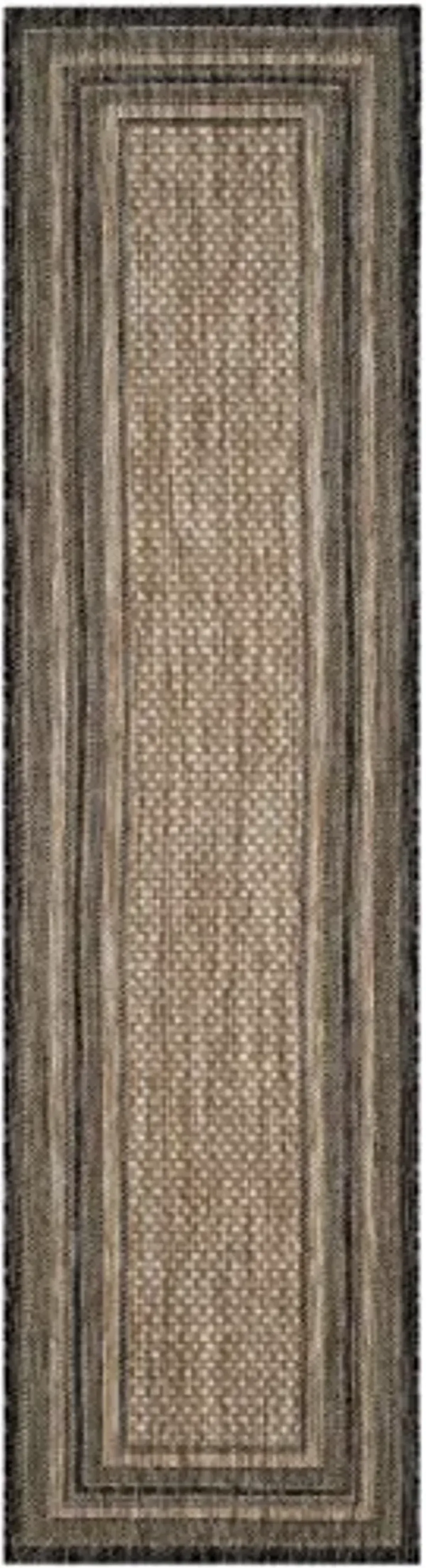 SAFAVIEH Courtyard Collection 2'3" x 6'7" Natural / Black CY8475 Indoor-Outdoor Waterproof Easy-Cleaning Patio Backyard Mudroom Runner-Rug