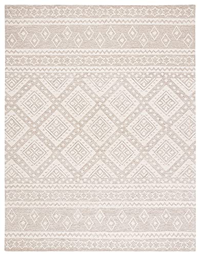 SAFAVIEH Micro-Loop Collection 8' x 10' Beige/Ivory MLP501B Handmade Moroccan Boho Tribal Premium Wool Area Rug