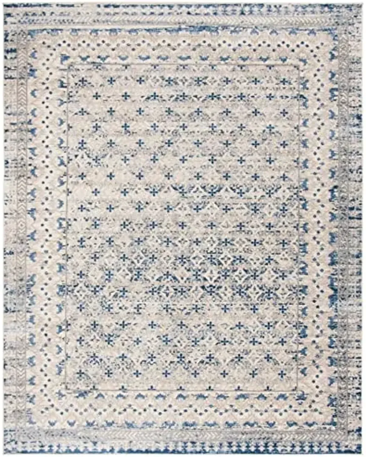 SAFAVIEH Brentwood Collection Area Rug - 6' x 9', Light Grey & Blue, Traditional Oriental Distressed Design, Non-Shedding & Easy Care, Ideal for High Traffic Areas in Living Room, Bedroom (BNT899G)