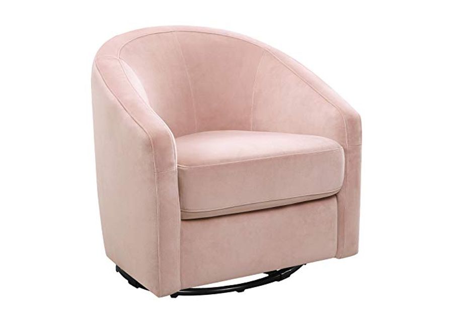 babyletto Madison Swivel Glider in Blush Pink Velvet, Greenguard Gold and CertiPUR-US Certified