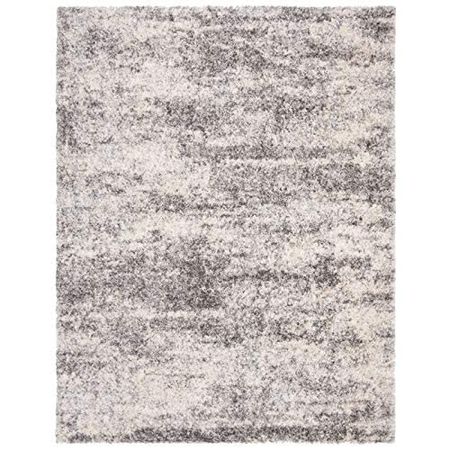 SAFAVIEH Berber Shag Collection 9' x 12' Grey / Cream BER219G Modern Abstract Non-Shedding Living Room Bedroom Dining Room Entryway Plush 1.2-inch Thick Area Rug