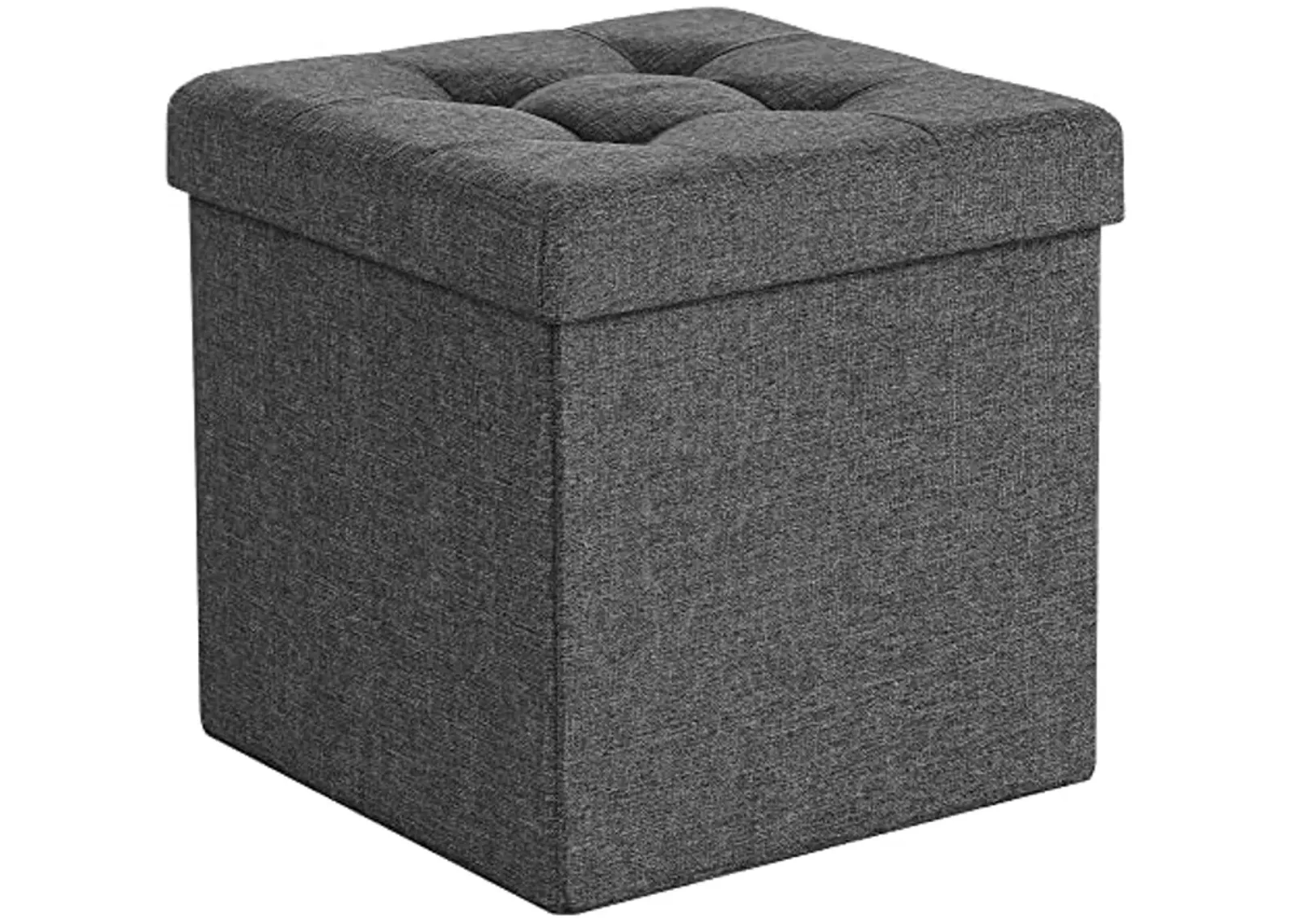 SONGMICS 15 Inches Folding Storage Ottoman Bench, Storage Chest, Foot Rest Stool, Bedroom Bench with Storage, Holds up to 660 lb, Dark Gray ULSF27Z