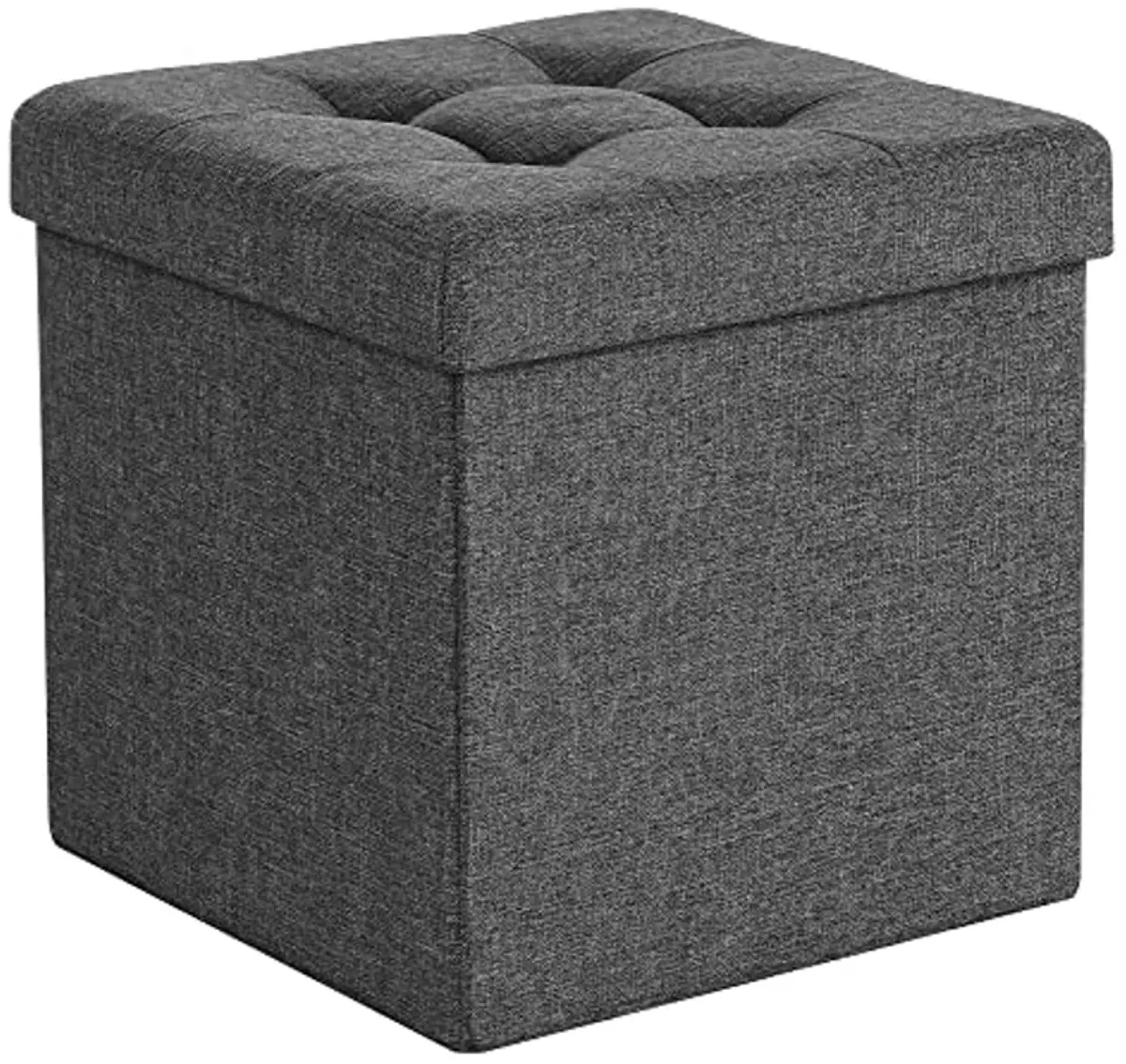 SONGMICS 15 Inches Folding Storage Ottoman Bench, Storage Chest, Foot Rest Stool, Bedroom Bench with Storage, Holds up to 660 lb, Dark Gray ULSF27Z