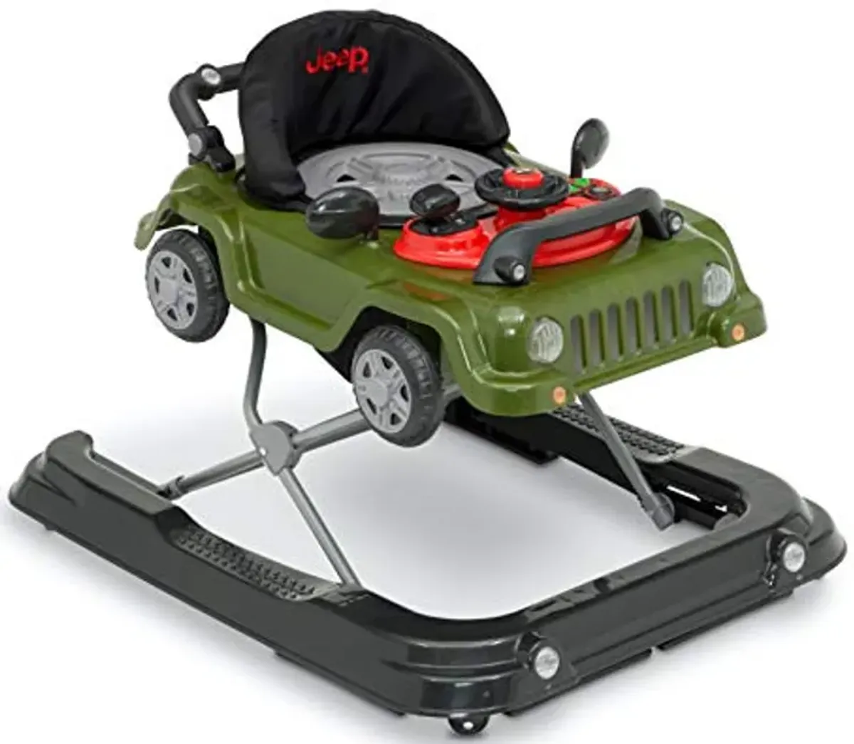 Jeep Classic Wrangler 3-in-1 Grow With Me Activity Walker - Features Music, Lights, Removable Play Tray, Push Walker Mode, Converts into Rolling Car Toy, Anniversary Green