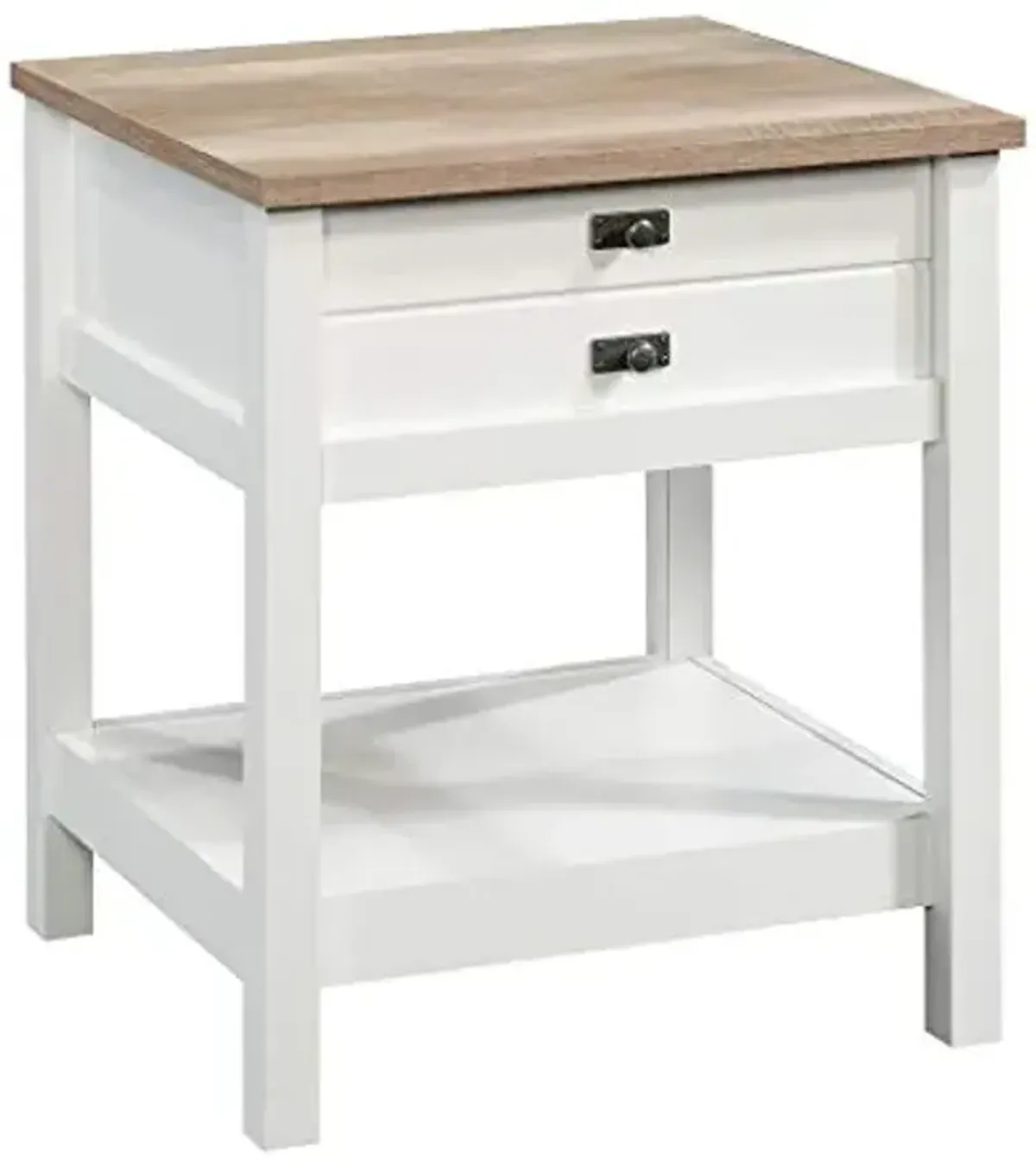 Sauder Cottage Road Nightstand, Farmhouse Style, Soft White with Oak Top