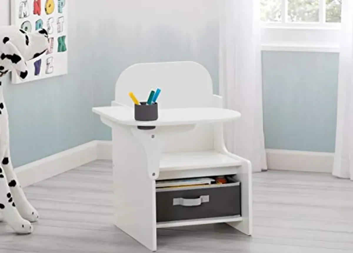 Delta Children MySize Chair Desk With Storage Bin, Bianca White