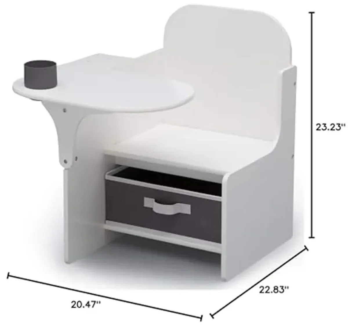 Delta Children MySize Chair Desk With Storage Bin, Bianca White