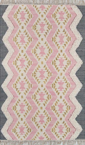 Novogratz by Momeni Rugs Indio 100% Wool Hand Made Contemporary Area Rug, 3' X 5', Pink (INDIOIND-1PNK3050)