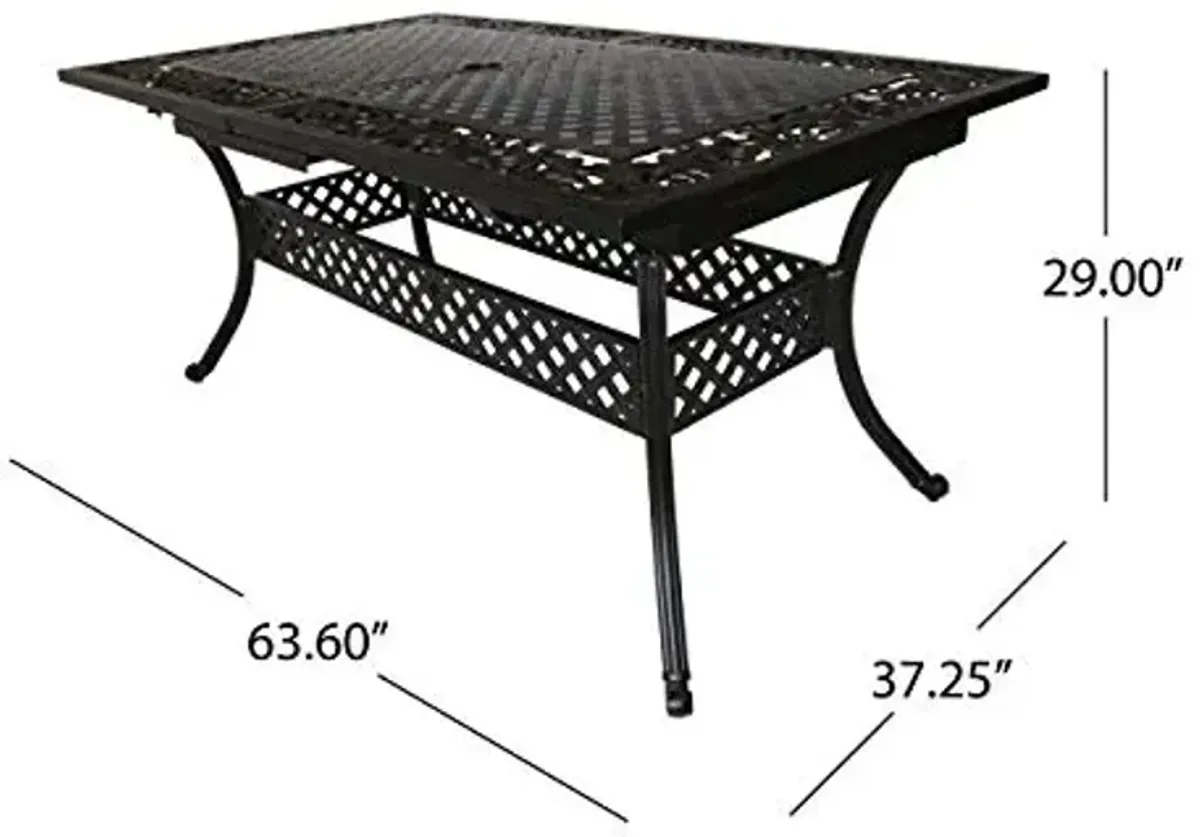 Christopher Knight Home Outdoor Expandable Patio Dining Table, 64"-81", Cast Aluminum, Shiny Copper