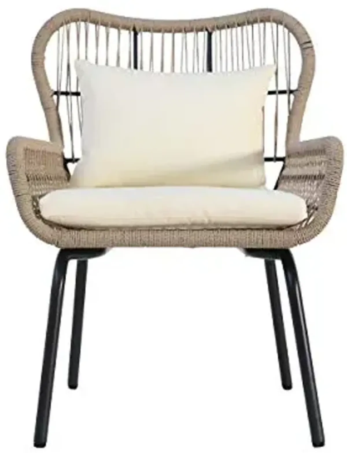 Christopher Knight Home Karen Outdoor Club Chairs, Steel and Rope, Water-Resistant Cushions, Boho, Brown and Beige (Set of 2)