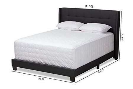 Baxton Studio Beds (Box Spring Required), King, Charcoal Grey