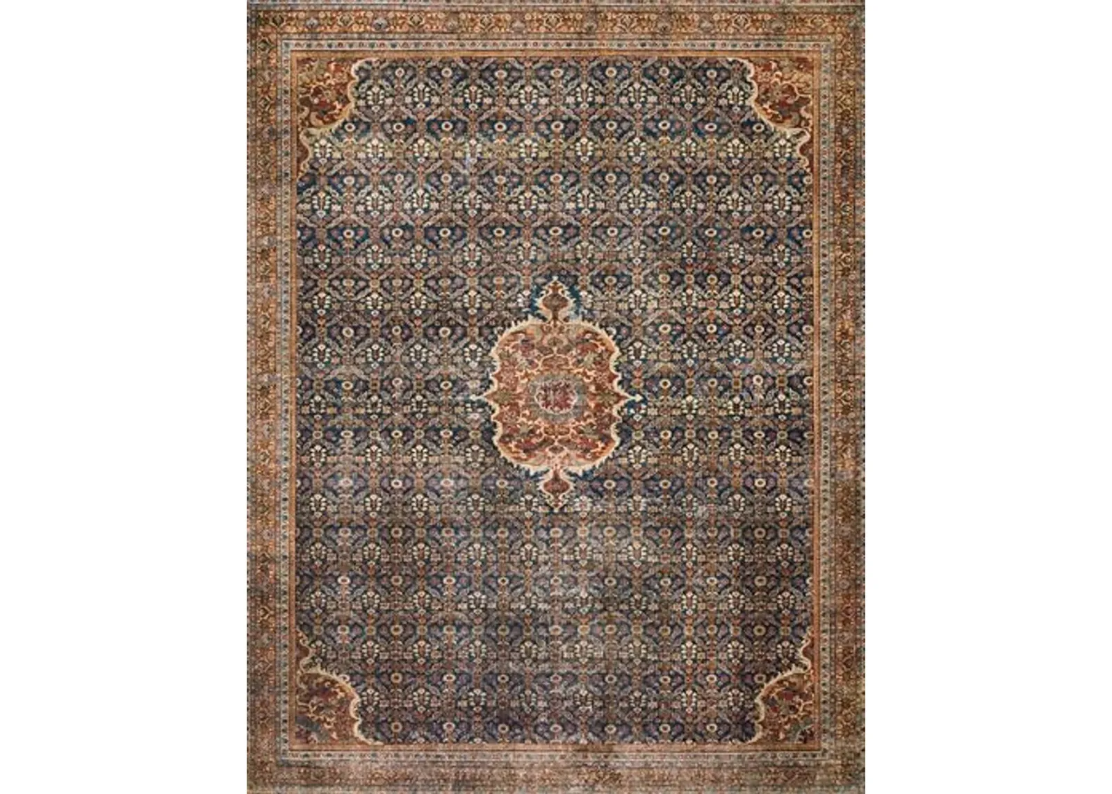 Loloi Layla 5'-0" x 7'-6" Area Rug in Cobalt Blue/Spice - Thick Area Rug, Soft Area Rug with, Vintage Inspired Distressed Design, Low Pile, Non-Shedding, Easy Clean, Durable Living Room Rug