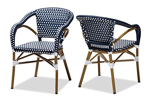 Baxton Studio Dining Chairs, One Size, Navy/White