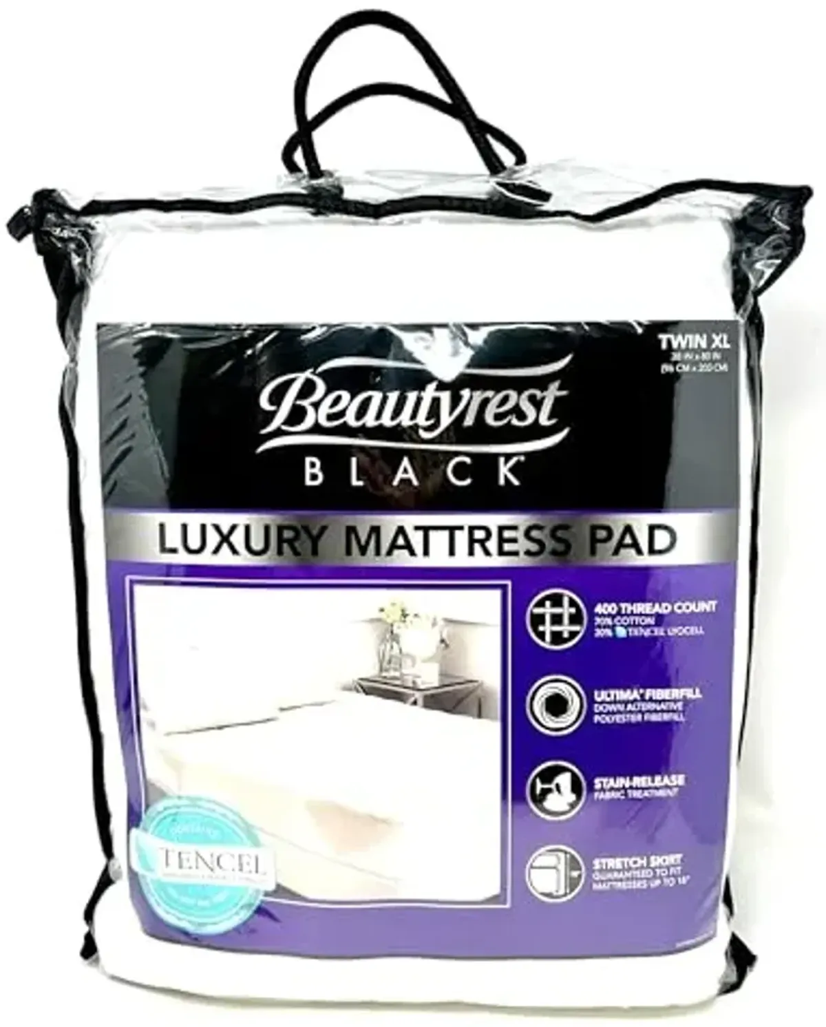 Beautyrest Black Luxury Mattress Pad, White Twin XL 400 Thread Count