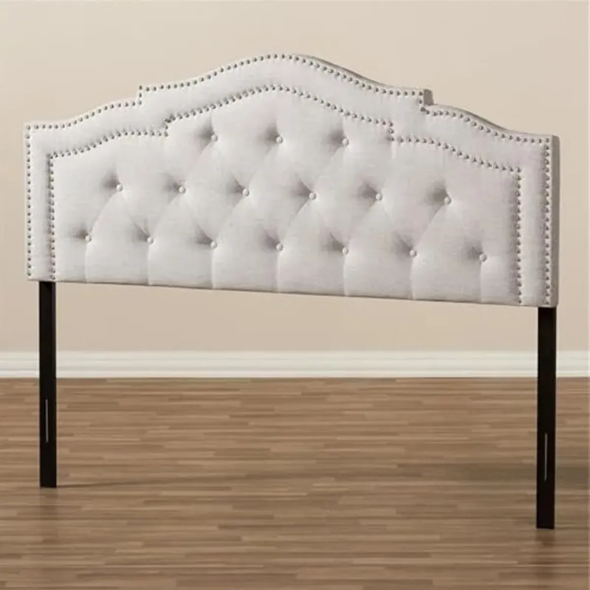 Baxton Studio Edith Tufted Queen Panel Headboard in Grayish Beige Fabric