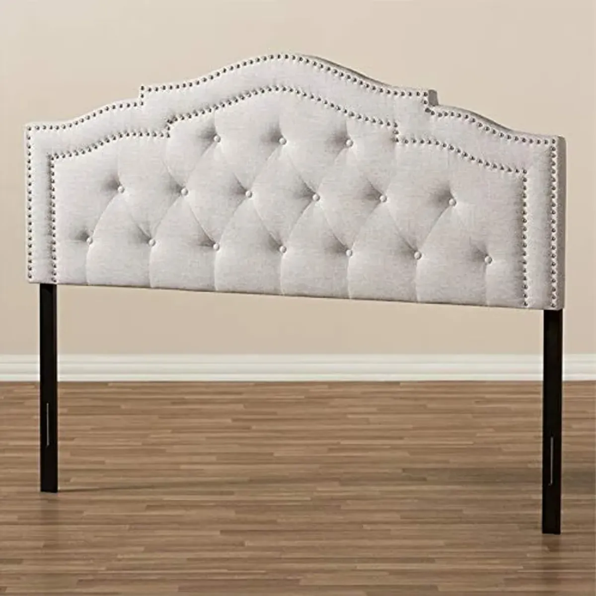 Baxton Studio Edith Tufted Queen Panel Headboard in Grayish Beige Fabric