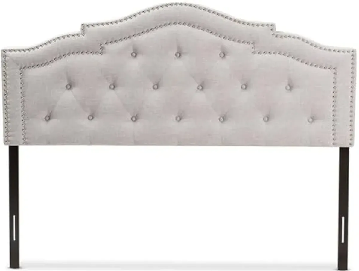 Baxton Studio Edith Tufted Queen Panel Headboard in Grayish Beige Fabric