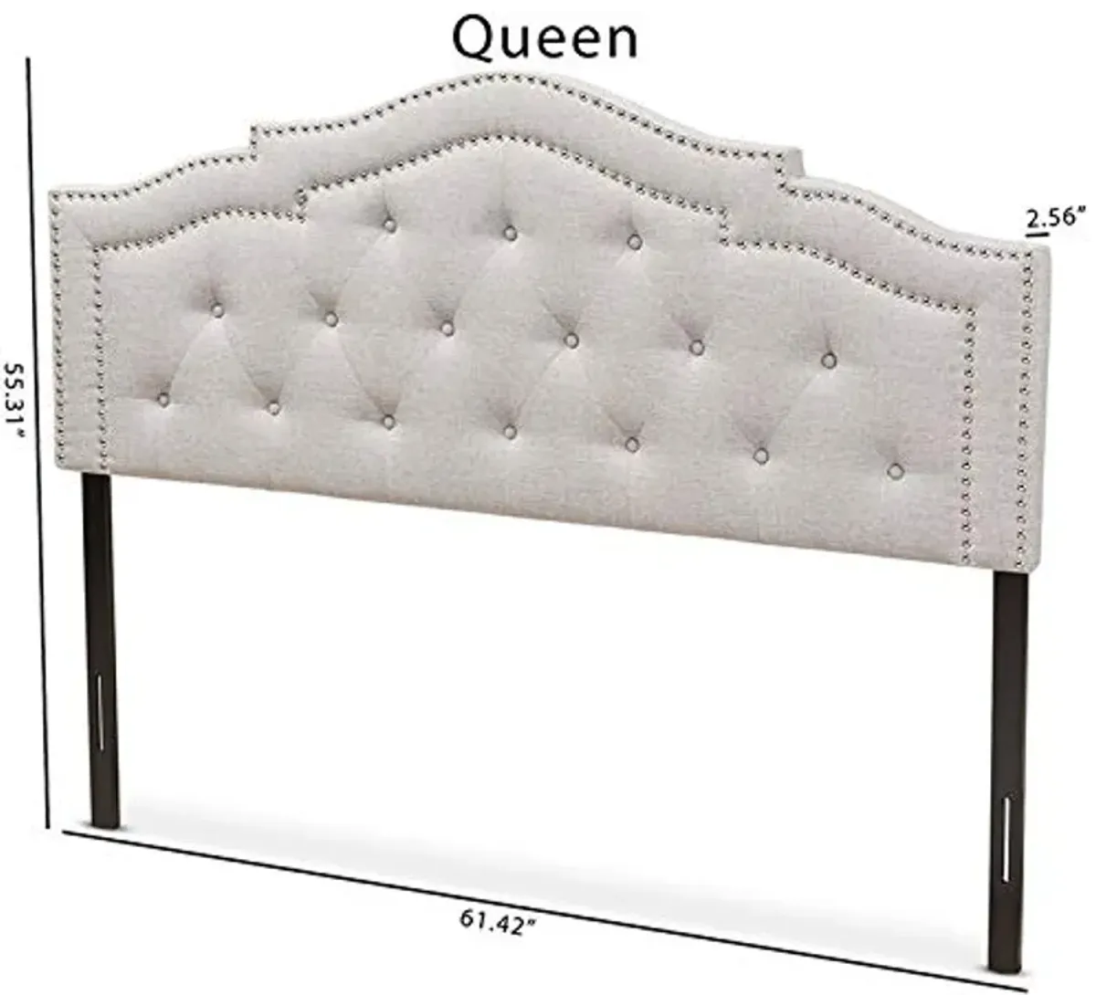 Baxton Studio Edith Tufted Queen Panel Headboard in Grayish Beige Fabric