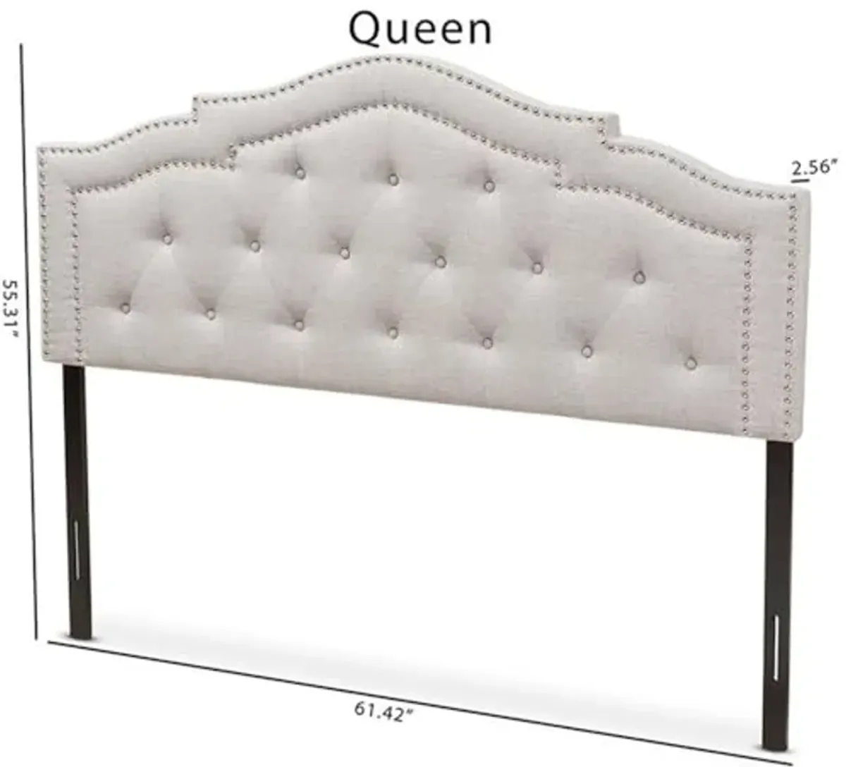 Baxton Studio Edith Tufted Queen Panel Headboard in Grayish Beige Fabric