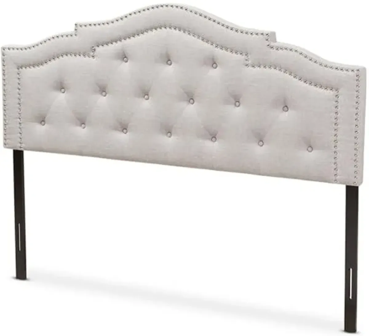 Baxton Studio Edith Tufted Queen Panel Headboard in Grayish Beige Fabric