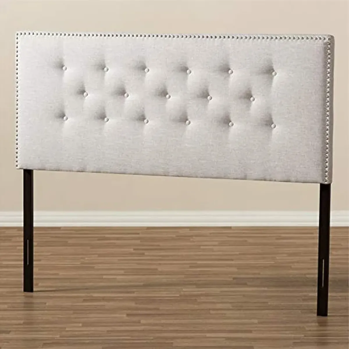 Baxton Studio Windsor Tufted Full Panel Headboard in Grayish Beige