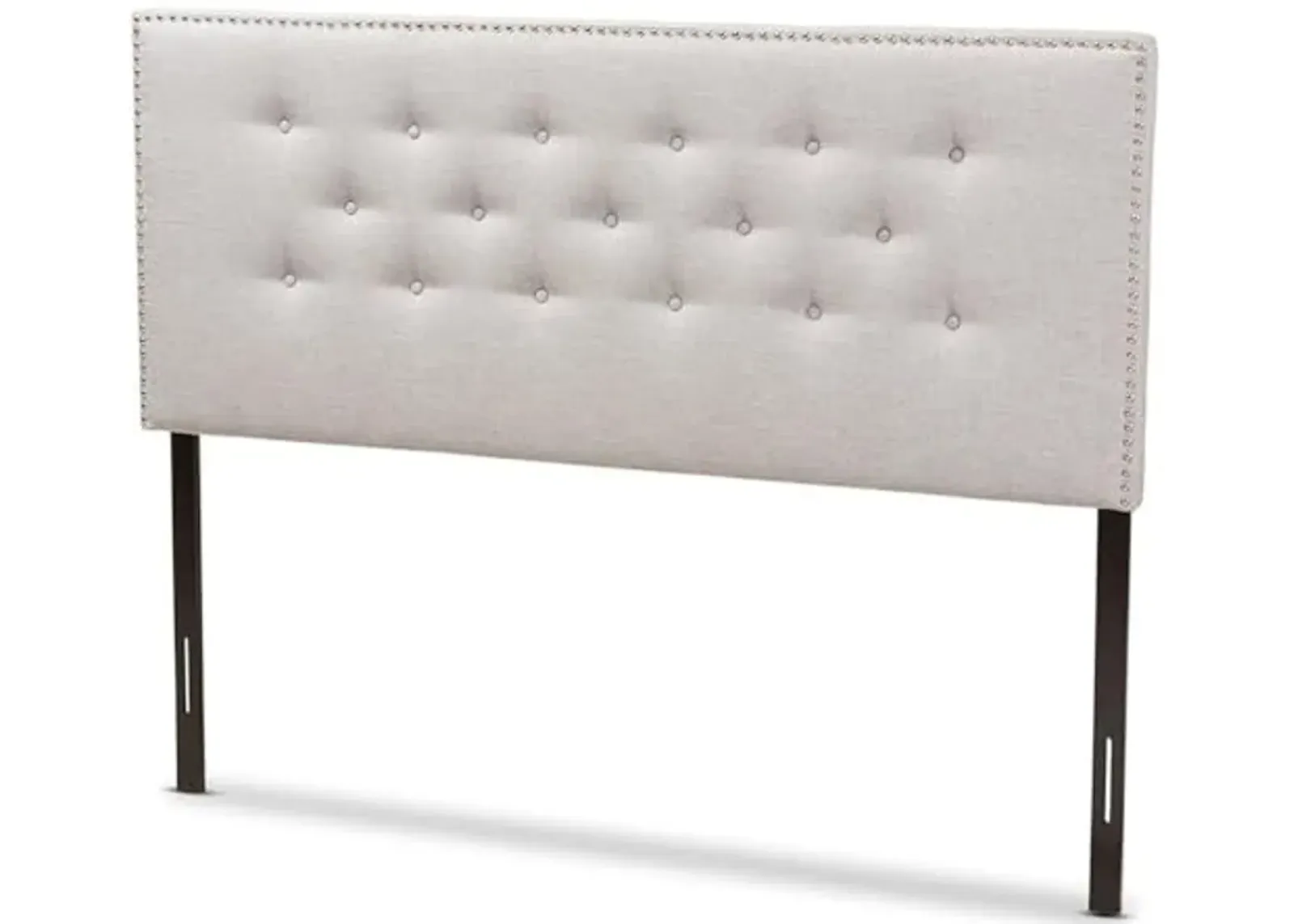 Baxton Studio Windsor Tufted Full Panel Headboard in Grayish Beige