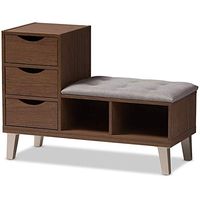 Baxton Studio Arielle Upholstered Shoe Storage Bench in Gray and Brown