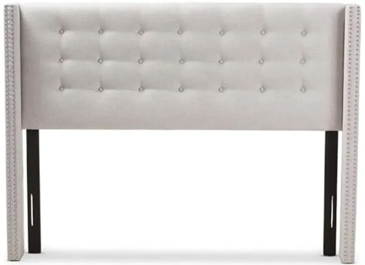 Baxton Studio Ginaro Queen Winged Panel Headboard in Grayish Beige