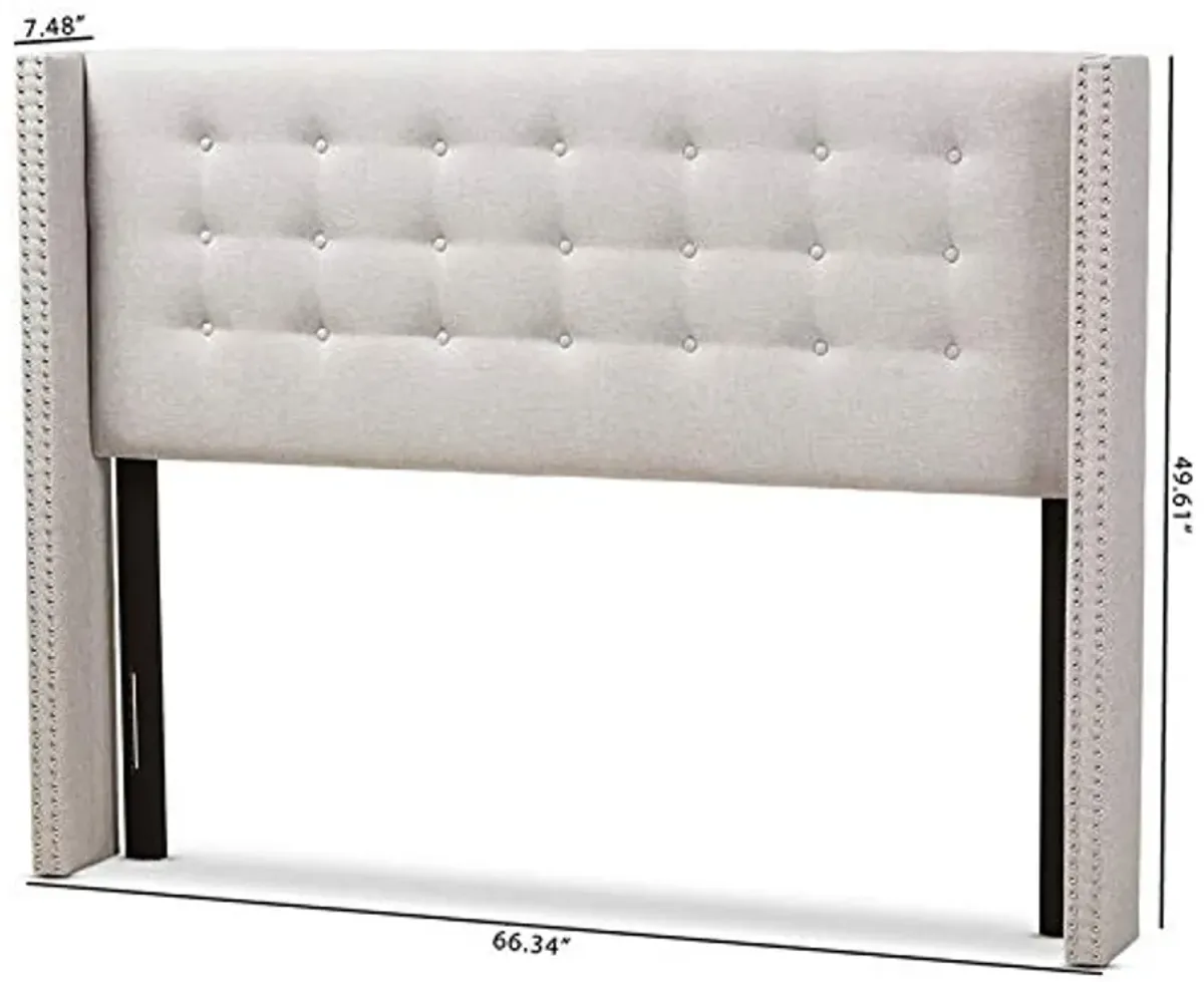 Baxton Studio Ginaro Queen Winged Panel Headboard in Grayish Beige