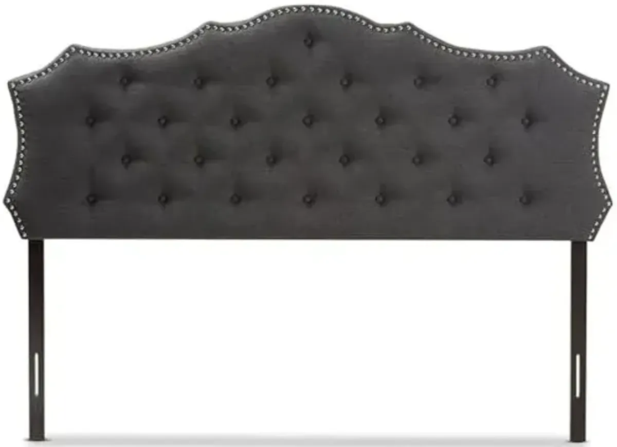 Baxton Studio Aurora Tufted King Panel Headboard in Dark Gray