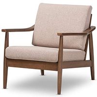 Baxton Studio Venza Accent Arm Chair in Light Brown and Walnut Brown