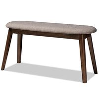 Baxton Studio Easton Upholstered Bench in Light Gray and Walnut Brown