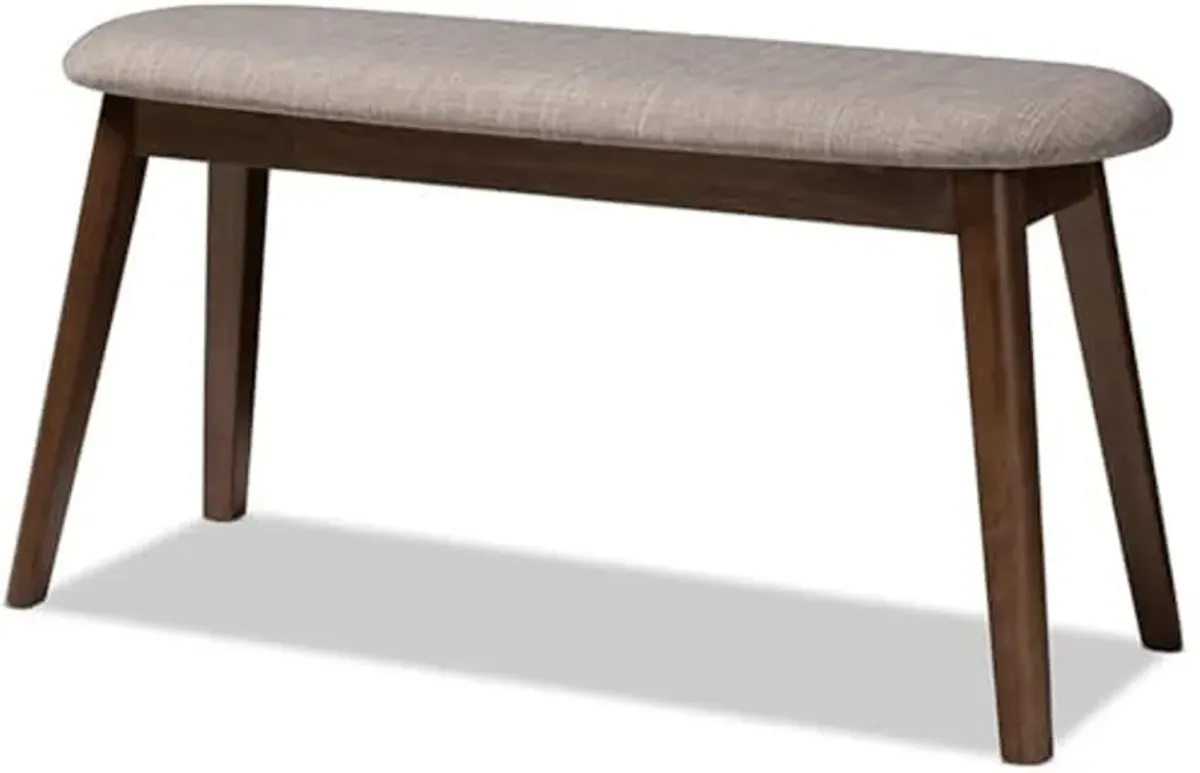 Baxton Studio Easton Upholstered Bench in Light Gray and Walnut Brown