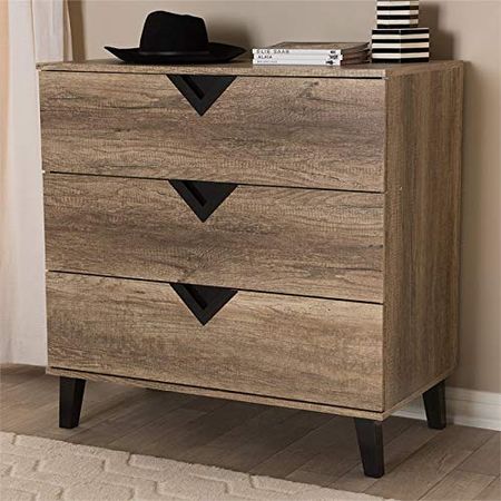 Baxton Studio Wales Modern And Contemporary Light Brown Wood 3-Drawer Chest