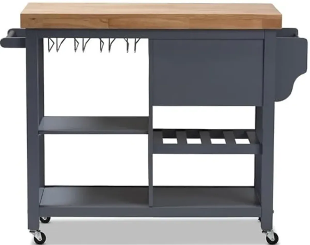 Baxton Studio Sunderland Kitchen Cart in Gray