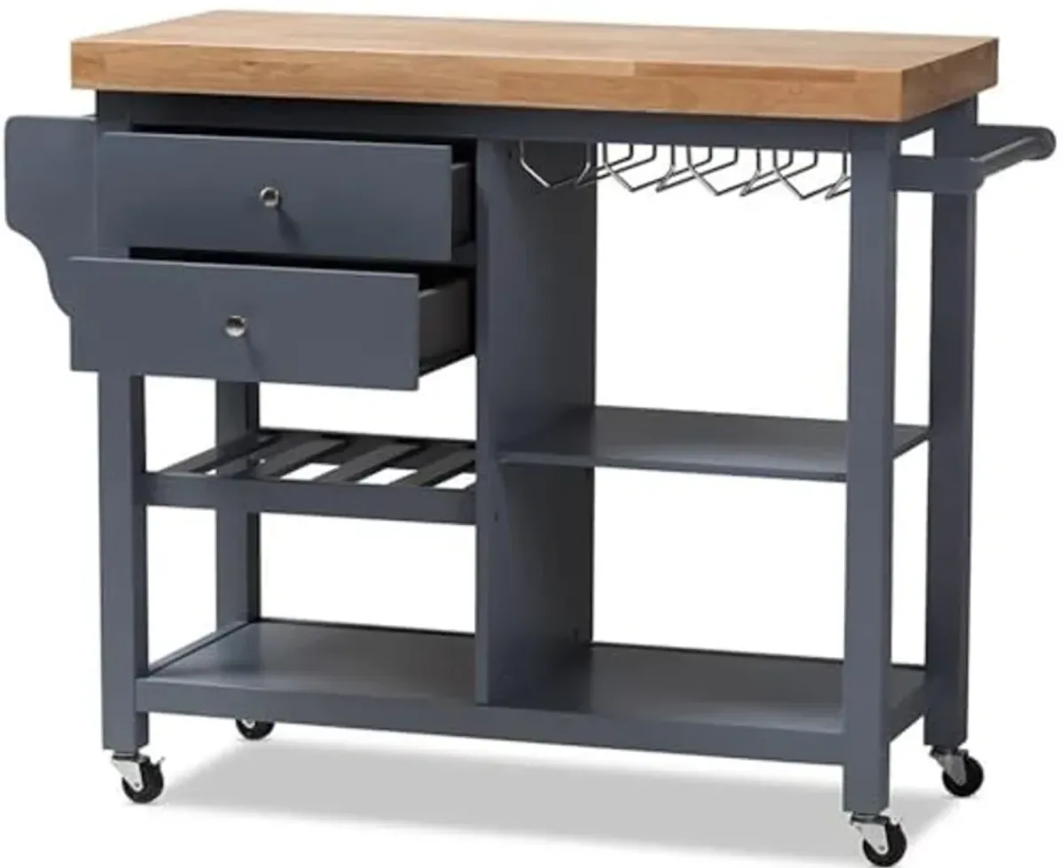 Baxton Studio Sunderland Kitchen Cart in Gray