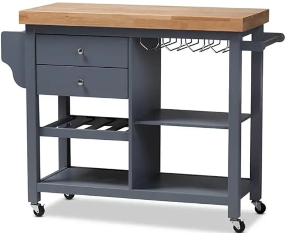 Baxton Studio Sunderland Kitchen Cart in Gray