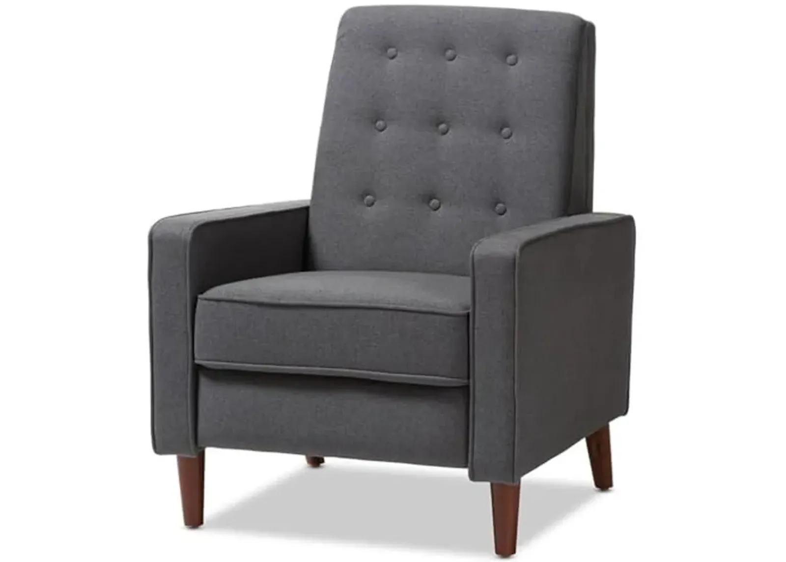 Baxton Studio Mathias Tufted Recliner in Gray and Walnut