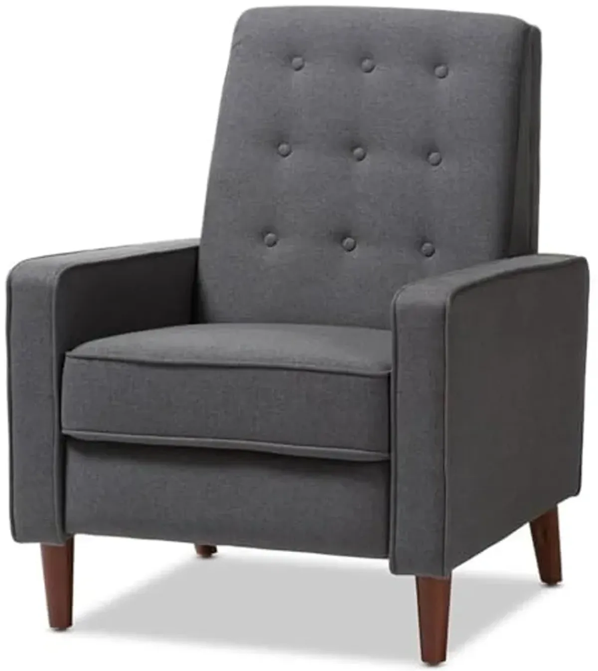 Baxton Studio Mathias Tufted Recliner in Gray and Walnut