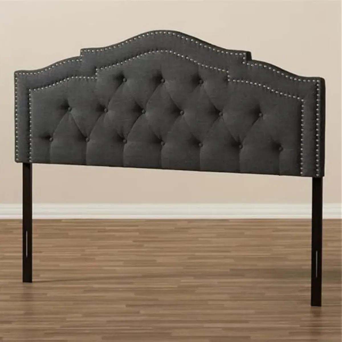 Baxton Studio Edith Tufted Queen Panel Headboard in Dark Gray