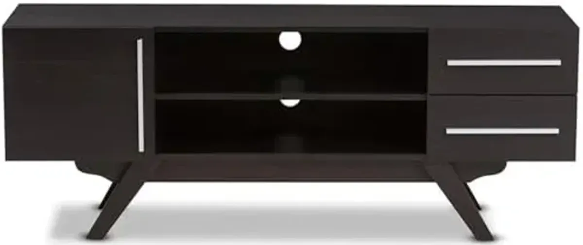 Baxton Studio Ashfield 60" TV Stand in Dark Brown