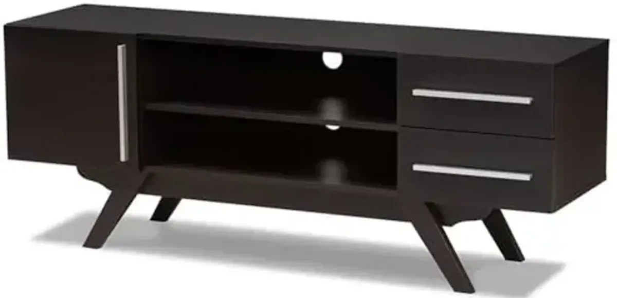 Baxton Studio Ashfield 60" TV Stand in Dark Brown
