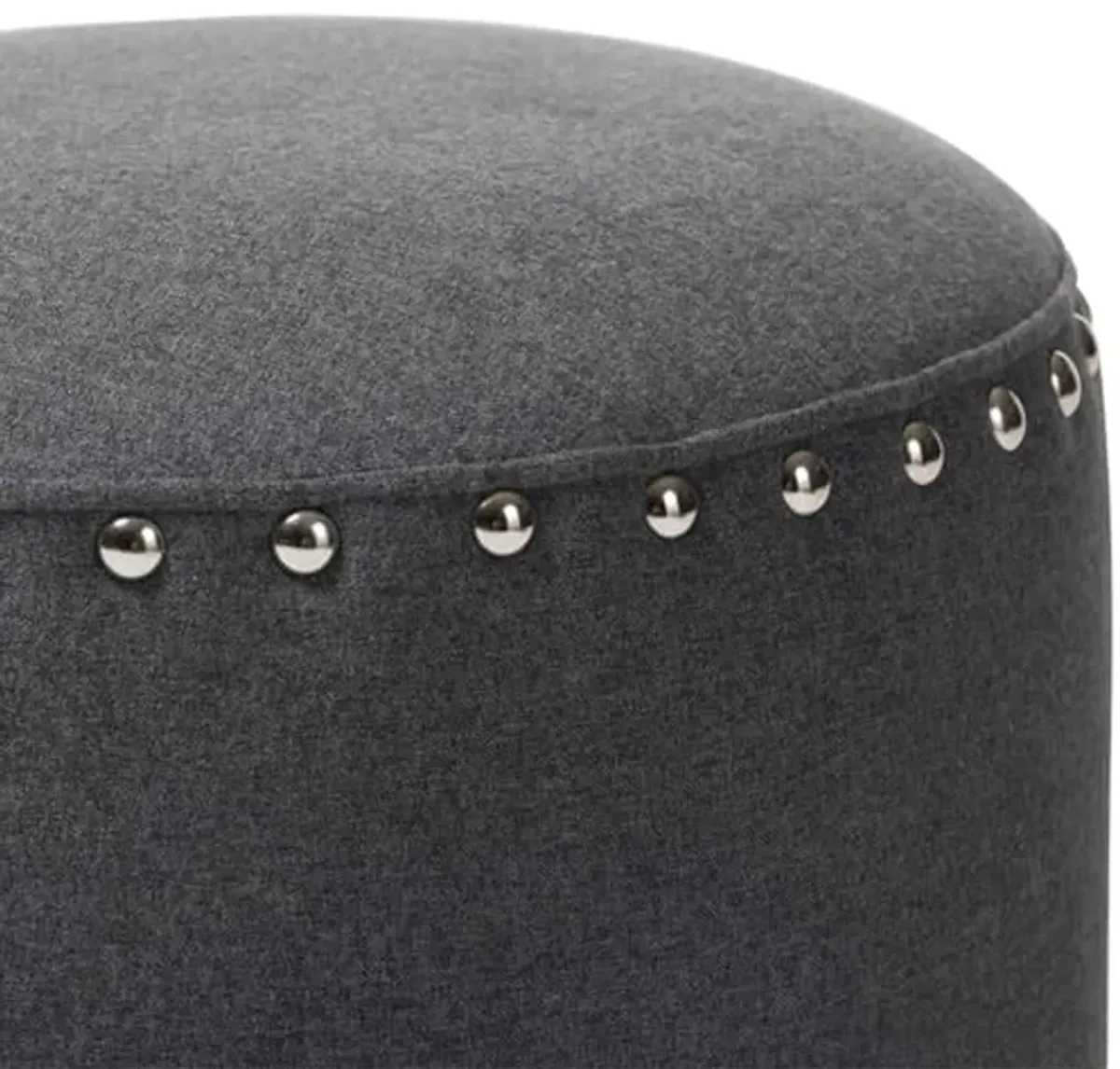 Baxton Studio Rosine 14" Round Pouf in Dark Gray