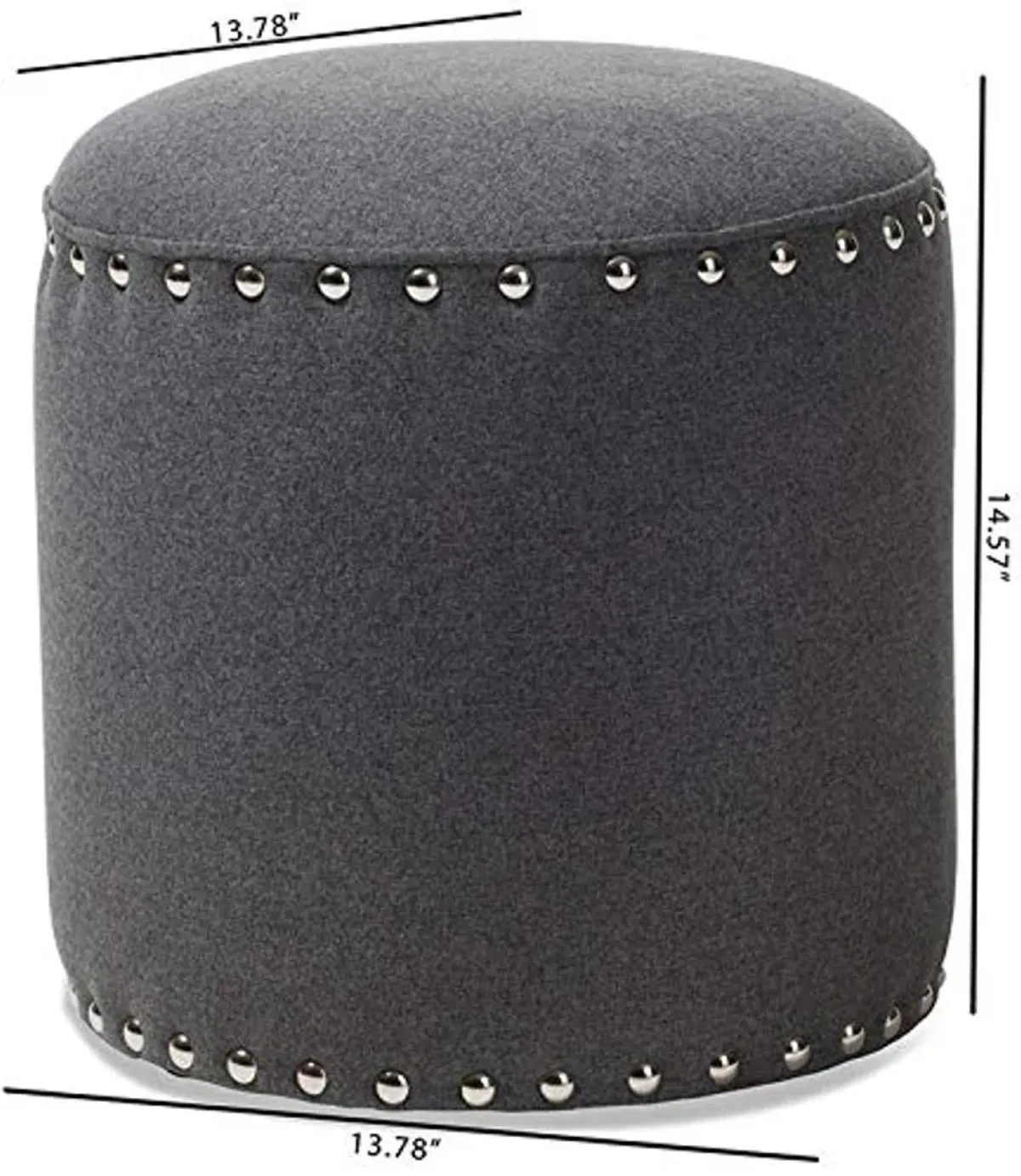 Baxton Studio Rosine 14" Round Pouf in Dark Gray