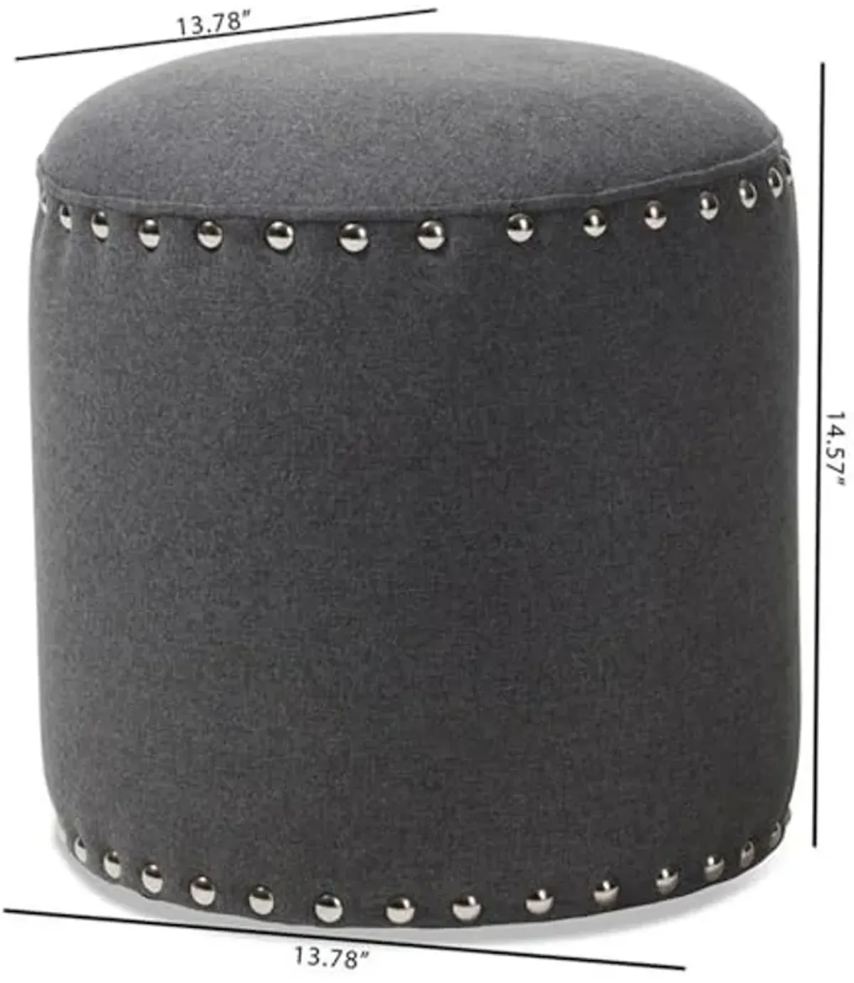 Baxton Studio Rosine 14" Round Pouf in Dark Gray